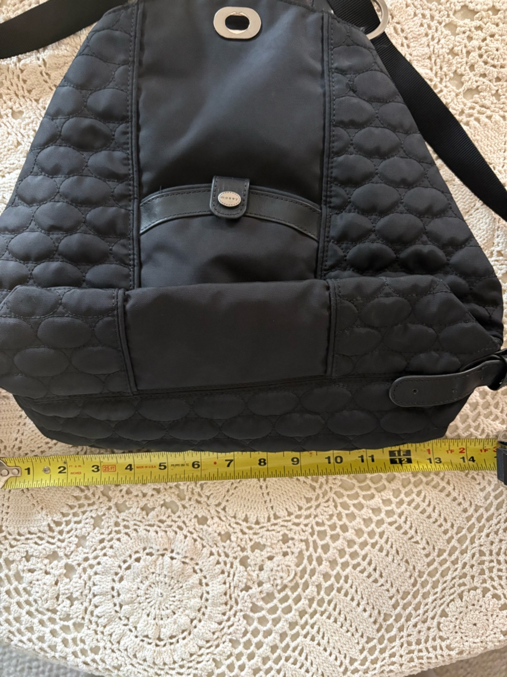 Black Quilted Shoulder Bag with Turn-Lock Closure - Picture 7 of 8